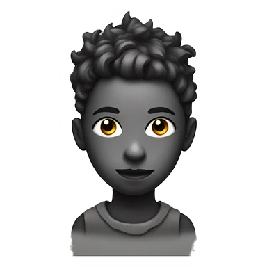 monochrome portrait of a boy wearing mask and horned hairstyle sticker