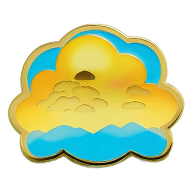 Colorful gold enamel pin sky blue background sticker