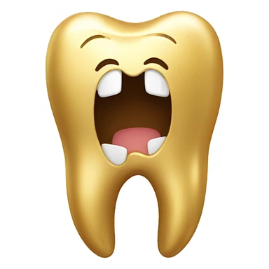 a golden tooth that has a face and is smiling  sticker