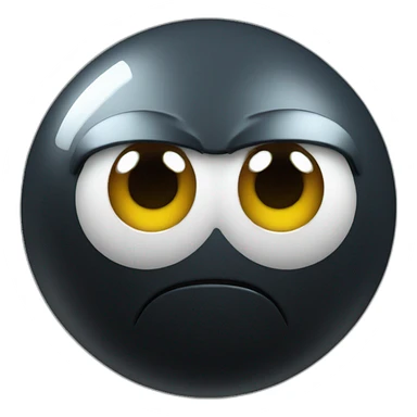 3d sphere with a cartoon obsidian texture with big kind eyes sticker