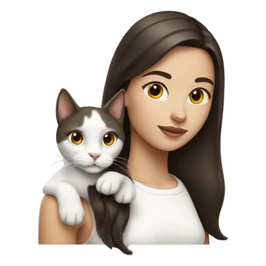 Brunette girl with white cat sticker