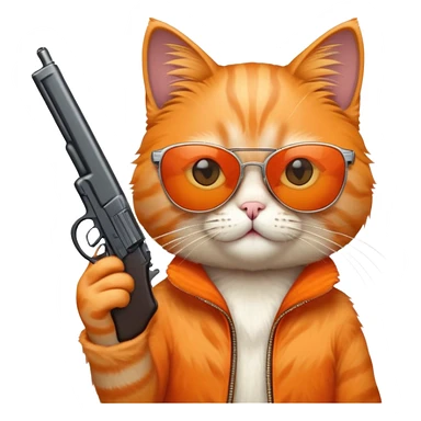 Cat wearing sunglasses and holding gun  sticker