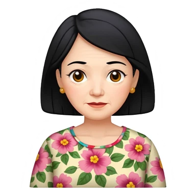 grandmother with black hair half body sticker