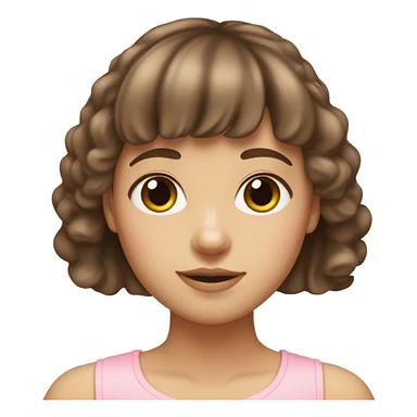 Woman 22 years old, Brown hair with bangs and light Eyes - Girly Pink aesthetic sticker