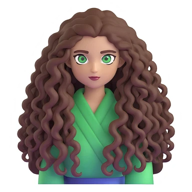 Character with extremely long enormous curly brown hair and striking green eyes sticker