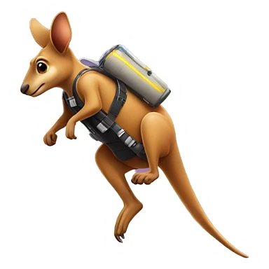 Kangaroo flying with jet pack sticker