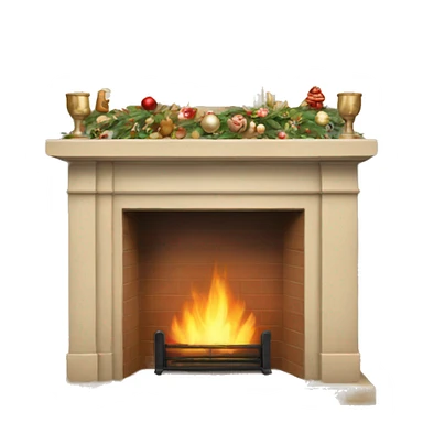Winter christmas beige FirePlace sticker