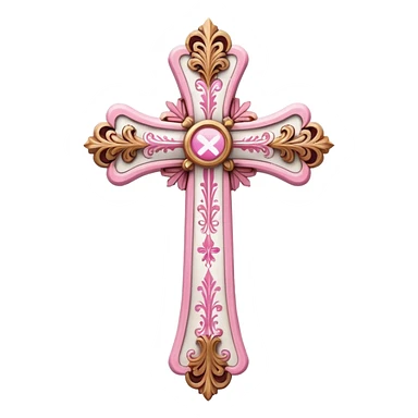 Pink and white cross sticker