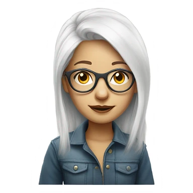 white haired girl with glasses portrait sticker