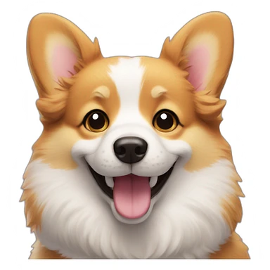 fluffy corgi smiling sticker