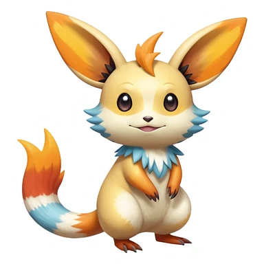 Colorful Shiny Exotic Victini-Salandit-Minccino-Emolga-Fakémon-hybrid-creature (full body)  sticker