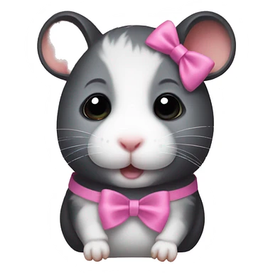 Black hamster with pink bow on head sticker