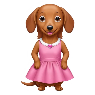tan dachshund wearing a pink dress sticker