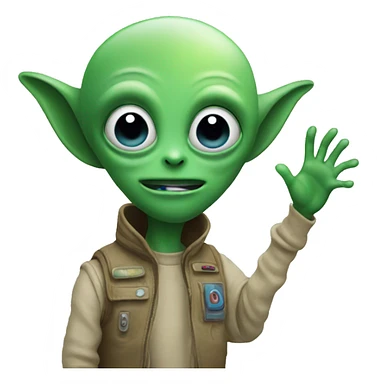 Alien saying hi sticker