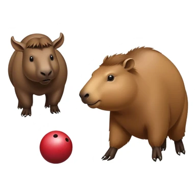 The capybara is playing bowling with a bison. sticker