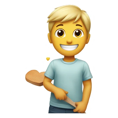 happy boy in the kitchen hearts on top sticker