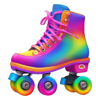 Lisa frank roller skate with rainbow laces and neon wheels sticker