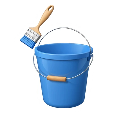 Bucket and brush for cleaning sticker