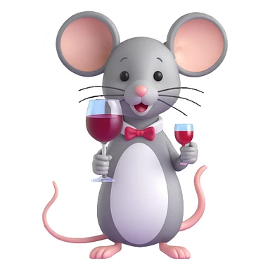 A mouse holding a glass of wine sticker