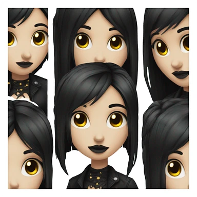 goth girl black hair with color streaks  sticker