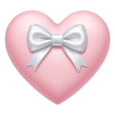 baby pink heart with mini white satin bow sticker