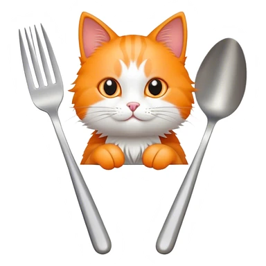 Cat on a fork sticker