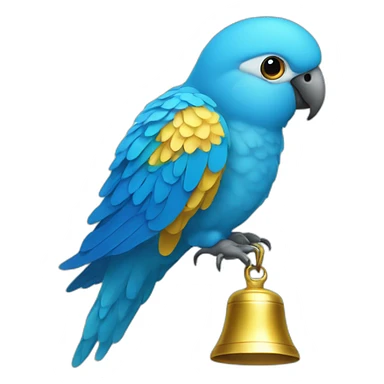 Small blue parrot with a bell on its head sticker