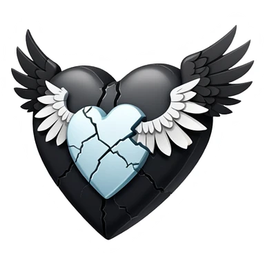 Black broken heart with clipped wings  sticker