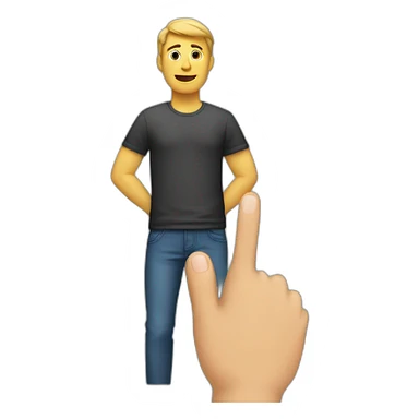 men, car behind his back, showing his thumb sticker