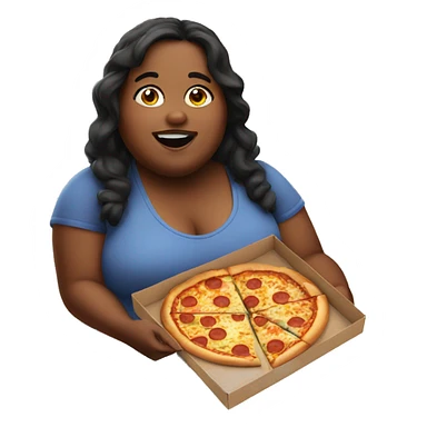 A fat girl, eating pizza sticker