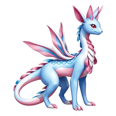 Sylveon-Dragonair-Fakémon-hybrid-creature (full body)  sticker