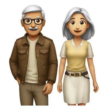 Viejo y chica joven paseando  sticker