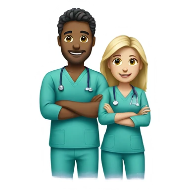 Couple wearing scrubs sticker