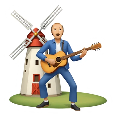 Pete Townshend playing guitar, windmill motion, dynamic pose sticker