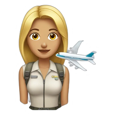 Mujer bonita con un avion sticker