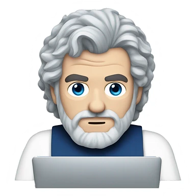 stanley kubrick grey hair long beard blue eye short hair head behind laptop sticker
