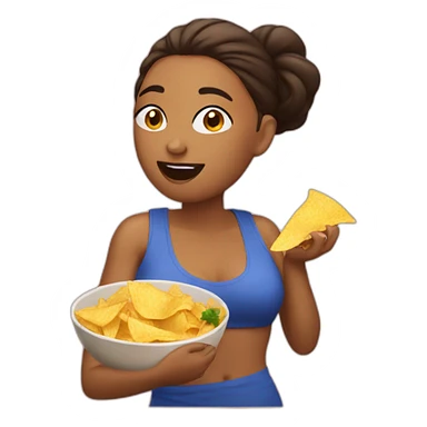 woman eating salsa and chips sticker