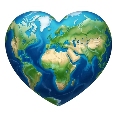 heart-shaped Earth in blue and green colors sticker