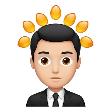 A man in a black suit with PrimeCopy written on it sticker