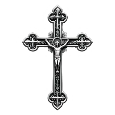 Juste la croix catholique en métal noir stp sticker