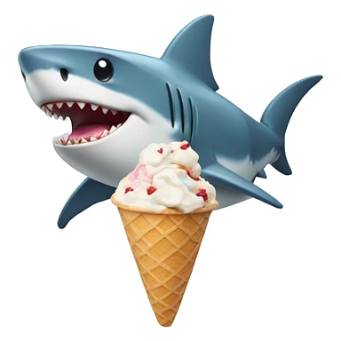 Shark holding ice cream  sticker