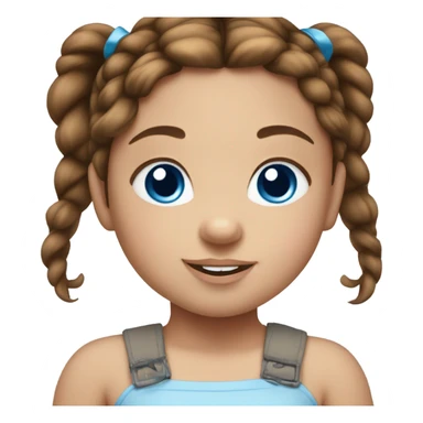 BROWN HAIR BLUE EYE BABY GIRL WITH PONYTAILS sticker