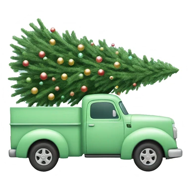 Pastel green truck with Christmas tree sticker
