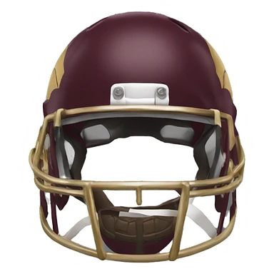 Maroon football helmet with gold trident on it sticker