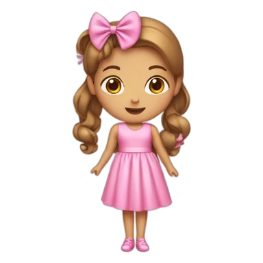 A girl with pink dress and pink bow  sticker