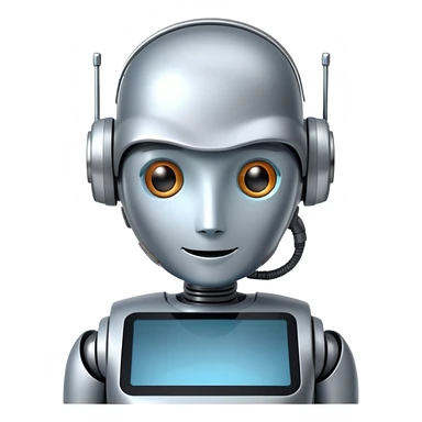 helpful robot assistant with a screen face sticker