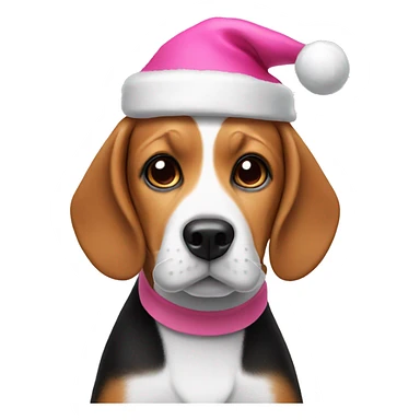 beagle with santa hat in pink  sticker