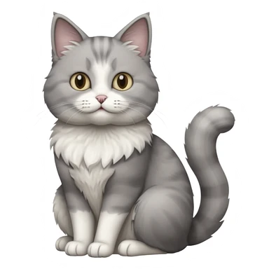 a realistic looking very fluffy grey and white cat sitting up straight sticker