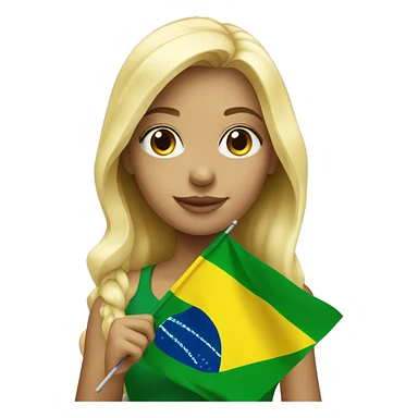 Blond girl holding a brazilian flag  sticker