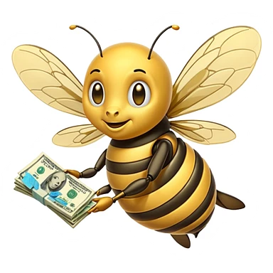 Bee with money sticker